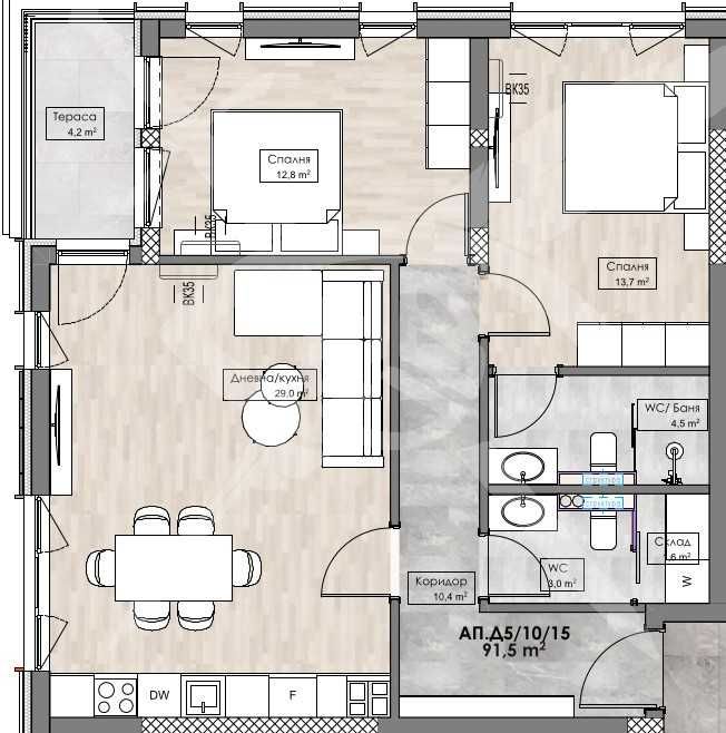 Тристаен апартамент в Пловдив, Кършияка - 103 кв.м за 552 €/кв.м - Снимка #1