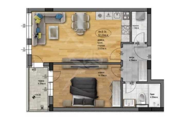 Двустаен апартамент в Пловдив, Остромила - 72 кв.м за 479 €/кв.м - Снимка #1