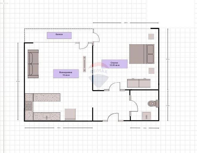 Дава се под наем Двустаен апартамент в Варна, Окръжна болница - 55 кв.м за 408 € - Снимка #1