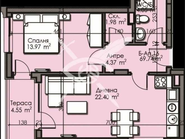 Двустаен апартамент в Бургас, Изгрев - 69 кв.м за 1314 €/кв.м - Снимка #1