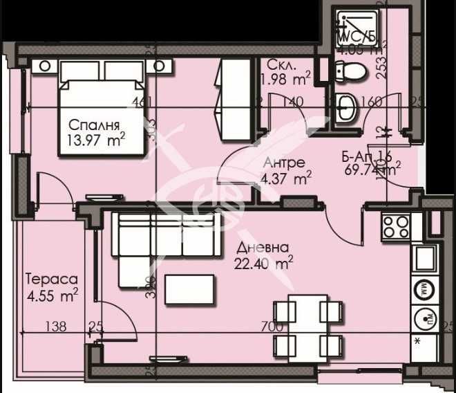 Двустаен апартамент в Бургас, Изгрев - 69 кв.м за 1314 €/кв.м - Снимка #1