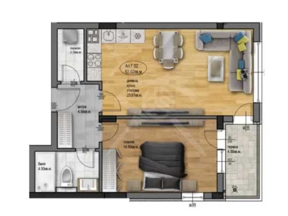 Двустаен апартамент в Пловдив, Остромила - 74 кв.м за 942 €/кв.м - Снимка #1