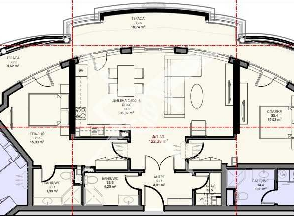 Тристаен апартамент в Поморие - 122 кв.м за 2030 €/кв.м - Снимка #1