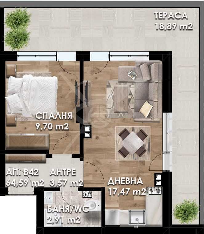 Двустаен апартамент в Пловдив, Кършияка - 78 кв.м за 856 €/кв.м - Снимка #1