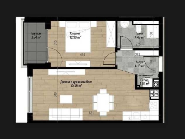 Двустаен апартамент в София, Обеля - 52 кв.м за 1079 €/кв.м - Снимка #1
