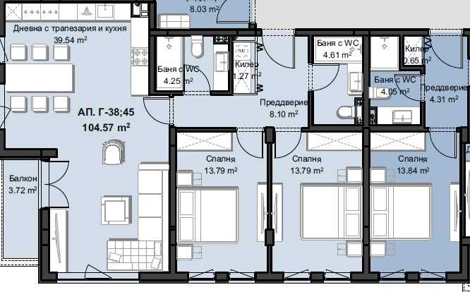 Тристаен апартамент в Пловдив, Христо Смирненски - 130 кв.м за 1302 €/кв.м - Снимка #1
