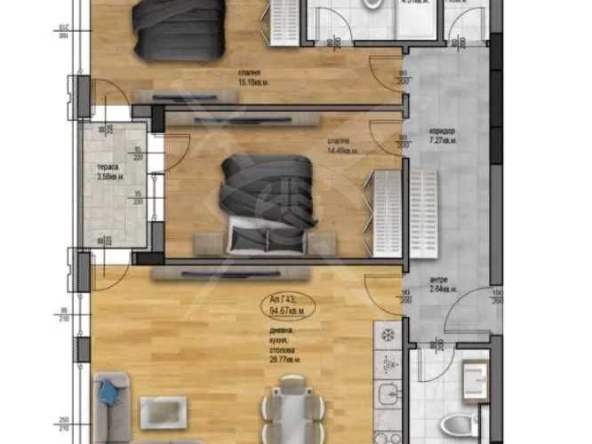 Тристаен апартамент в Пловдив, Остромила - 112 кв.м за 475 €/кв.м - Снимка #1
