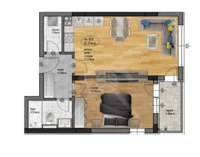 Двустаен апартамент в Пловдив, Остромила - 73 кв.м за 481 €/кв.м - Снимка #1