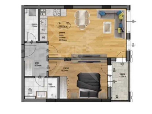 Двустаен апартамент в Пловдив, Остромила - 75 кв.м за 940 €/кв.м - Снимка #1