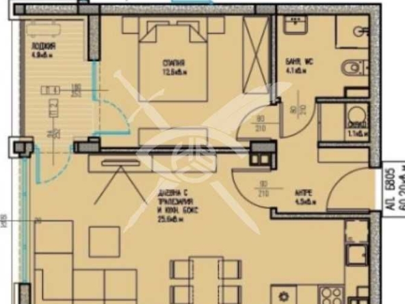 Двустаен апартамент в Бургас, Славейков - 60 кв.м за 1232 €/кв.м - Снимка #1