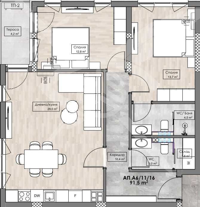 Тристаен апартамент в Пловдив, Кършияка - 107 кв.м за 553 €/кв.м - Снимка #1