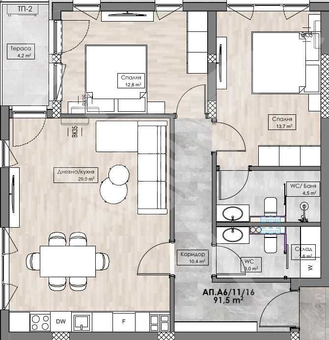 Тристаен апартамент в Пловдив, Кършияка - 107 кв.м за 1085 €/кв.м - Снимка #1