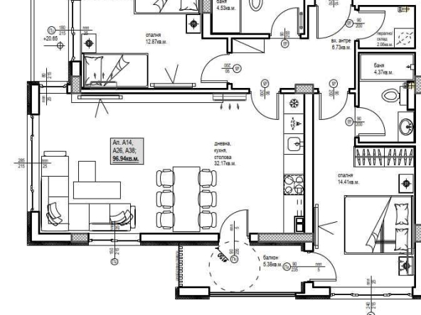 Тристаен апартамент в Пловдив, Христо Смирненски - 112 кв.м за 898 €/кв.м - Снимка #1