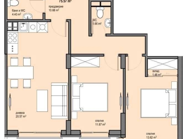 Тристаен апартамент в София, Левски Г - 88 кв.м за 1917 €/кв.м - Снимка #1