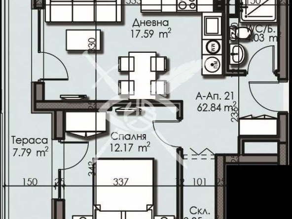 Двустаен апартамент в Бургас, Изгрев - 62 кв.м за 1217 €/кв.м - Снимка #1
