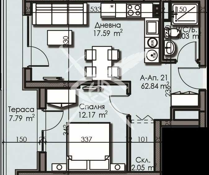 Двустаен апартамент в Бургас, Изгрев - 62 кв.м за 1217 €/кв.м - Снимка #1