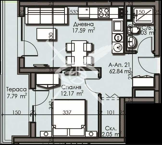 Двустаен апартамент в Бургас, Изгрев - 62 кв.м за 1217 €/кв.м - Снимка #1