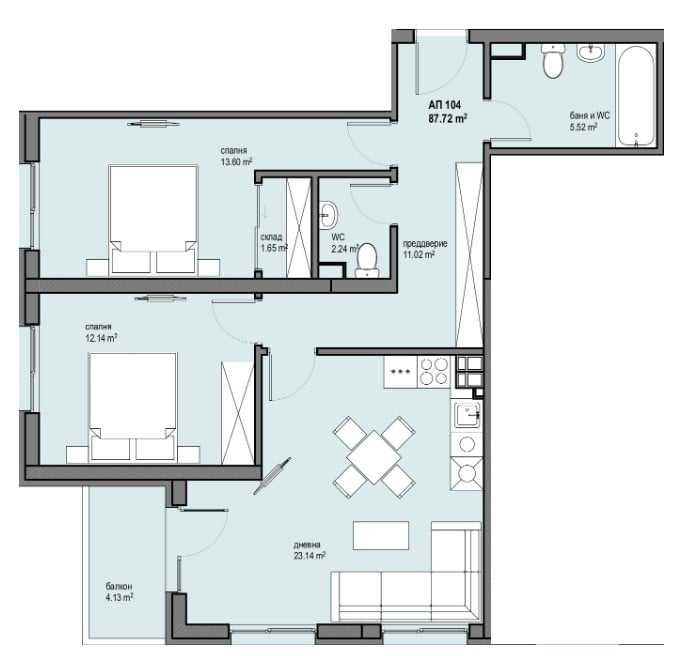 Тристаен апартамент в София, Левски Г - 101 кв.м за 1772 €/кв.м - Снимка #1