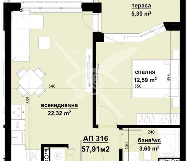 Двустаен апартамент в Созопол - 57 кв.м за 1321 €/кв.м - Снимка #1