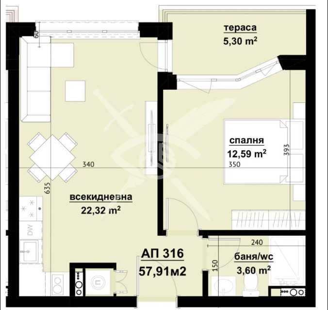 Двустаен апартамент в Созопол - 57 кв.м за 1321 €/кв.м - Снимка #1
