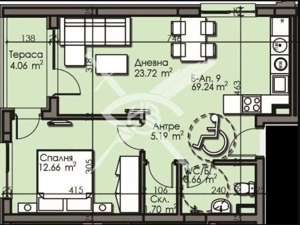 Двустаен апартамент в Бургас, Изгрев - 69 кв.м за 589 €/кв.м - Снимка #1