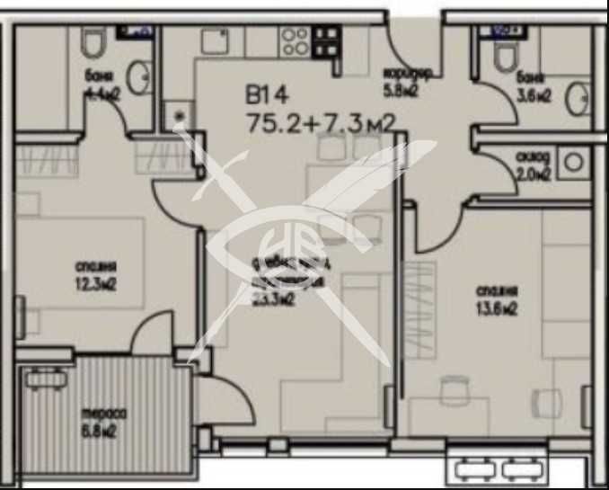 Тристаен апартамент в Бургас, Сарафово - 82 кв.м за 1273 €/кв.м - Снимка #1