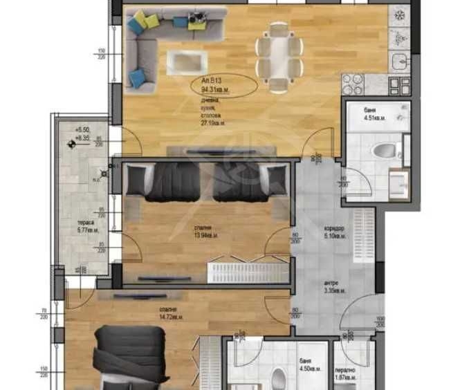 Тристаен апартамент в Пловдив, Остромила - 110 кв.м за 476 €/кв.м - Снимка #1