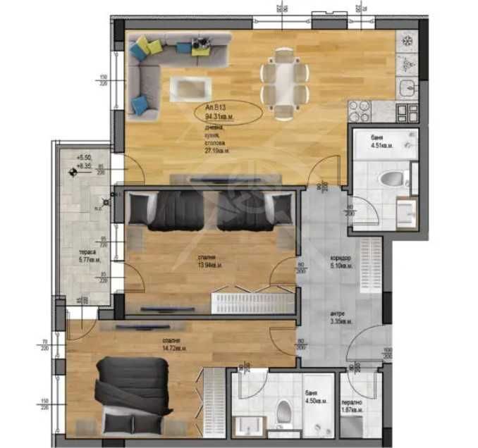 Тристаен апартамент в Пловдив, Остромила - 110 кв.м за 476 €/кв.м - Снимка #1