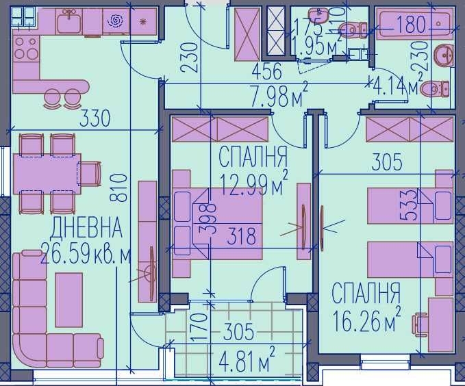 Тристаен апартамент в Пловдив, Каменица 2 - 108 кв.м за 1286 €/кв.м - Снимка #1