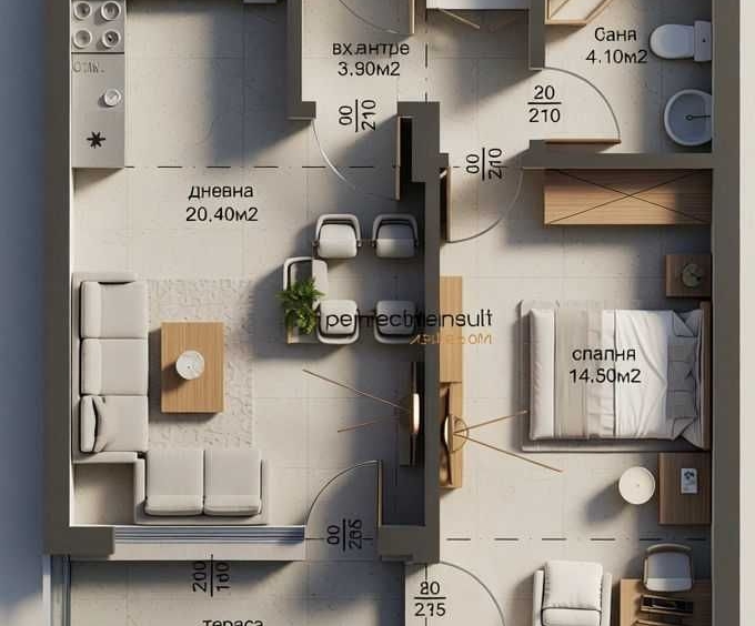 Двустаен апартамент в Пловдив, Остромила - 62 кв.м за 699 €/кв.м - Снимка #1