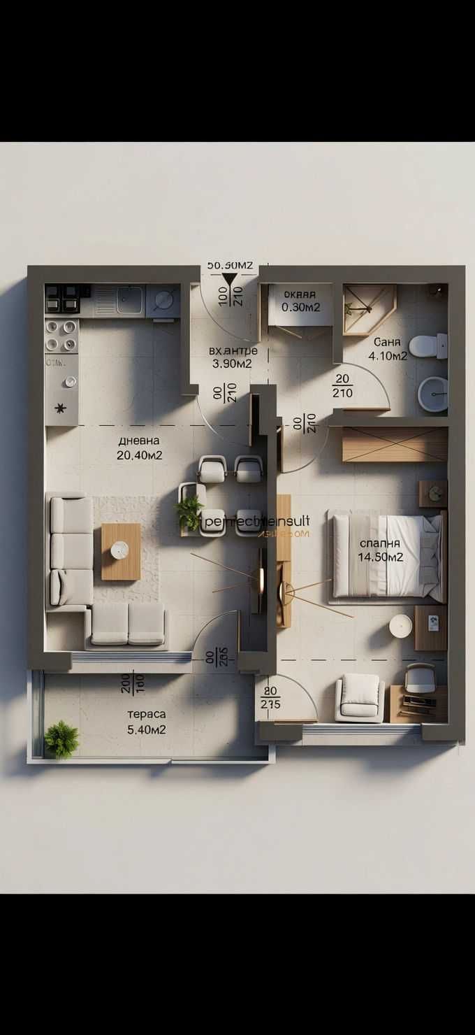 Двустаен апартамент в Пловдив, Остромила - 62 кв.м за 699 €/кв.м - Снимка #1