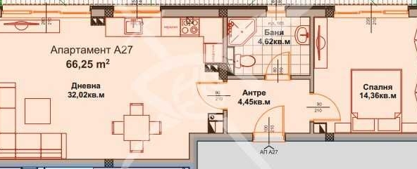 Двустаен апартамент в Айтос - 66 кв.м за 1005 €/кв.м - Снимка #1