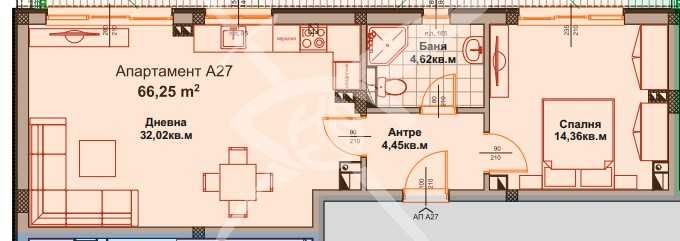 Двустаен апартамент в Айтос - 66 кв.м за 1005 €/кв.м - Снимка #1