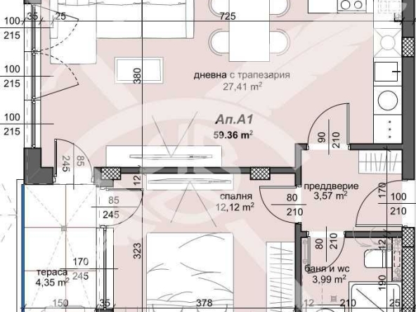 Двустаен апартамент в Пловдив, Тракия - 73 кв.м за 1406 €/кв.м - Снимка #1