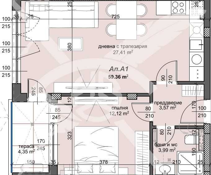 Двустаен апартамент в Пловдив, Тракия - 73 кв.м за 1406 €/кв.м - Снимка #1