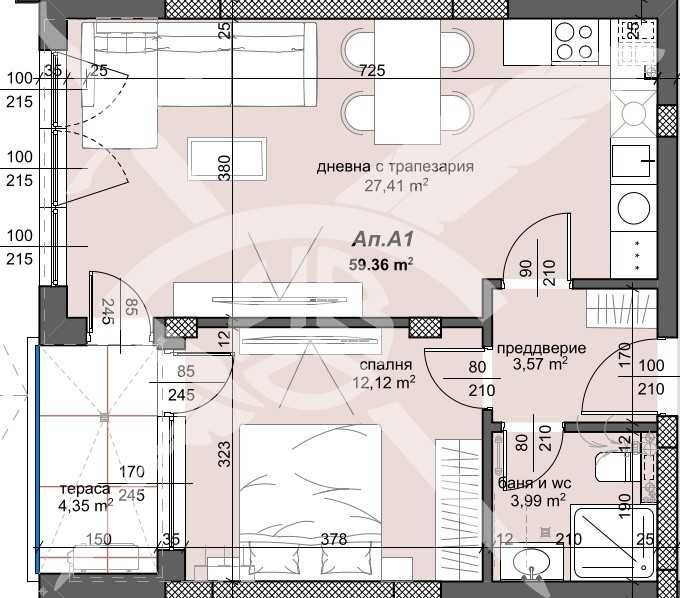 Двустаен апартамент в Пловдив, Тракия - 73 кв.м за 1406 €/кв.м - Снимка #1