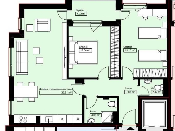 Тристаен апартамент в Асеновград - 96 кв.м за 751 €/кв.м - Снимка #1