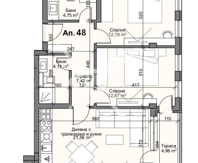 Тристаен апартамент в Пловдив, Кършияка - 102 кв.м за 1898 €/кв.м - Снимка #1