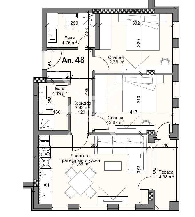 Тристаен апартамент в Пловдив, Кършияка - 102 кв.м за 1898 €/кв.м - Снимка #1