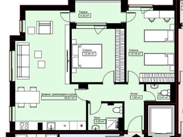 Тристаен апартамент в Асеновград - 96 кв.м за 751 €/кв.м - Снимка #1