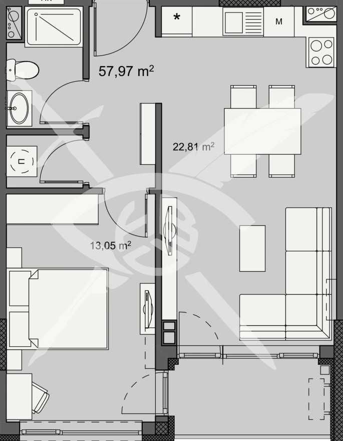 Двустаен апартамент в Бургас, Меден рудник - зона А - 69 кв.м за 773 €/кв.м - Снимка #1