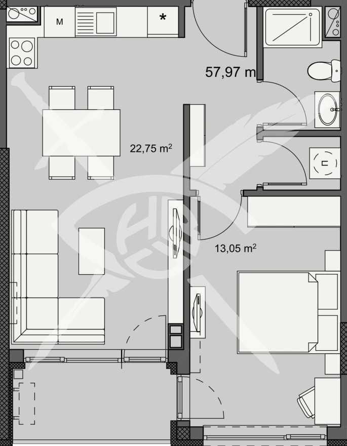 Двустаен апартамент в Бургас, Меден рудник - зона А - 69 кв.м за 924 €/кв.м - Снимка #1