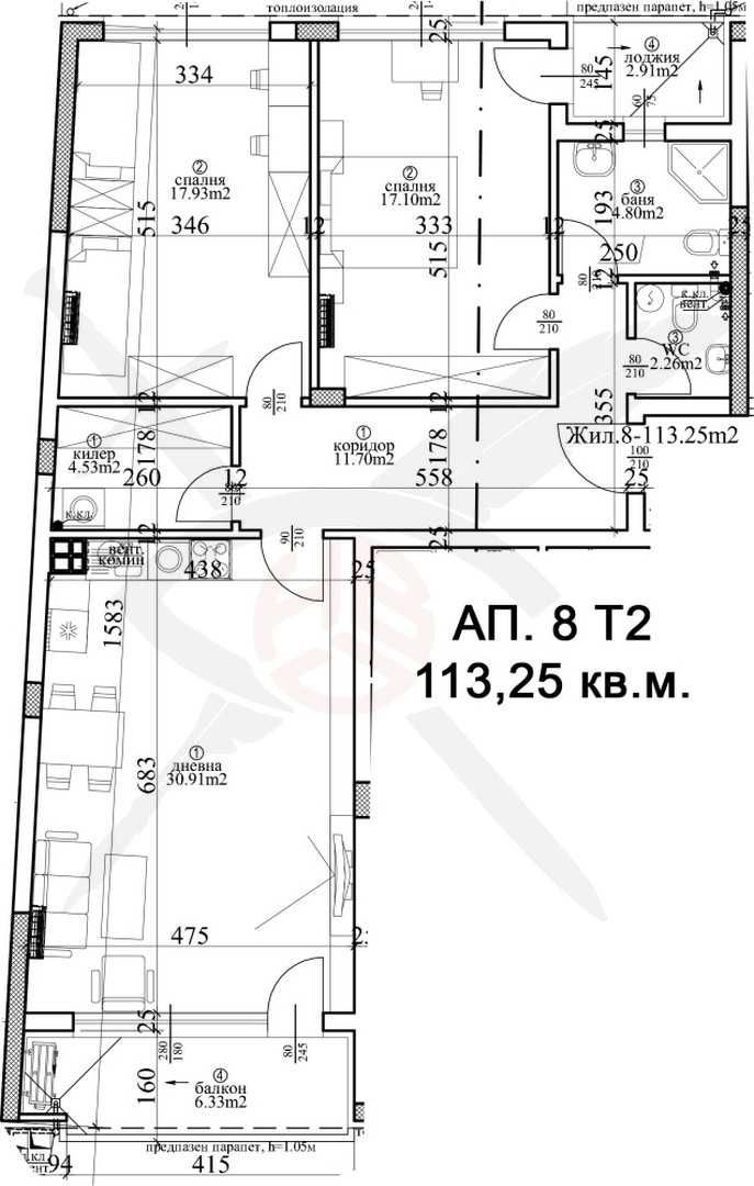 Тристаен апартамент в Варна, Гръцка махала - 132 кв.м за 1440 €/кв.м - Снимка #1