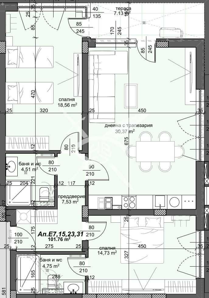 Тристаен апартамент в Пловдив, Тракия - 126 кв.м за 634 €/кв.м - Снимка #1