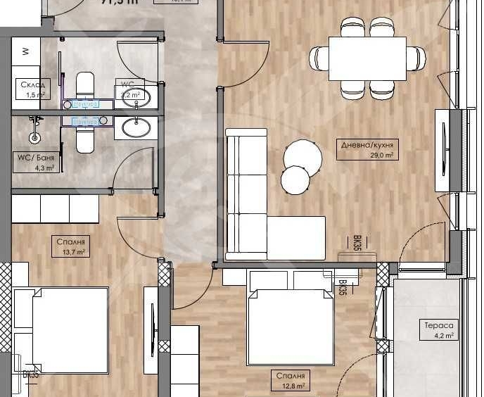 Тристаен апартамент в Пловдив, Кършияка - 102 кв.м за 1090 €/кв.м - Снимка #1