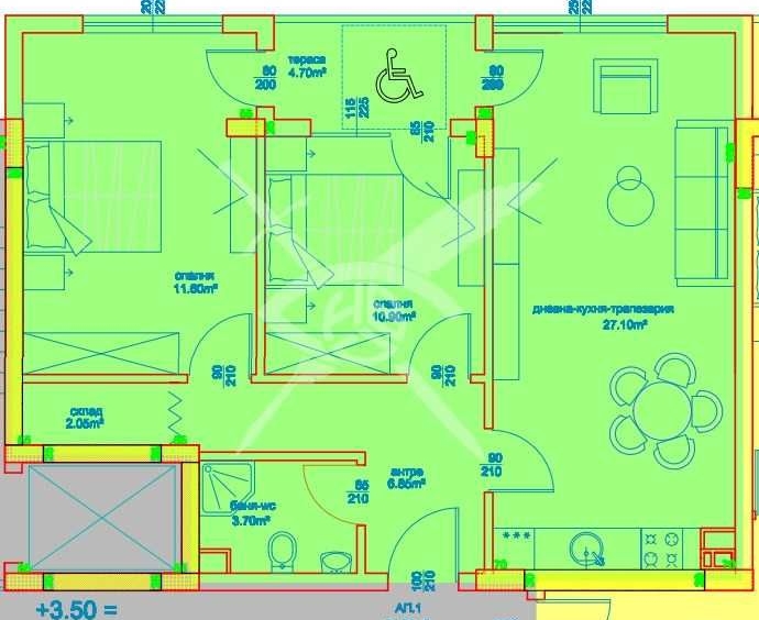 Тристаен апартамент в Бургас, Изгрев - 96 кв.м за 778 €/кв.м - Снимка #1
