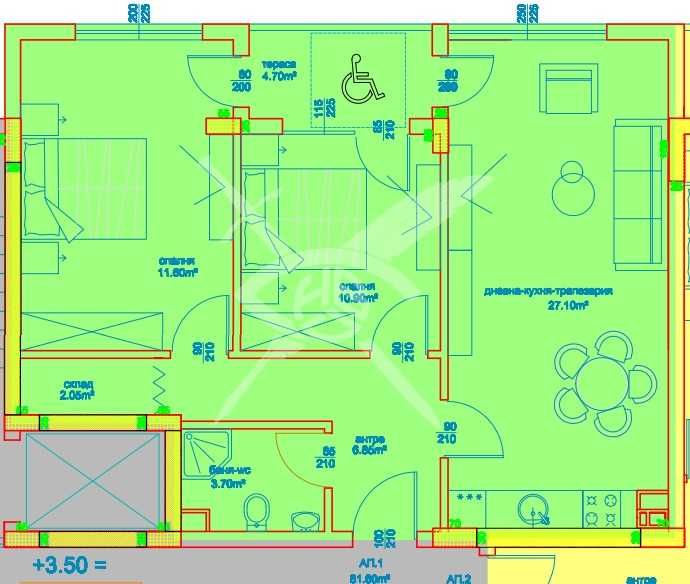 Тристаен апартамент в Бургас, Изгрев - 96 кв.м за 778 €/кв.м - Снимка #1