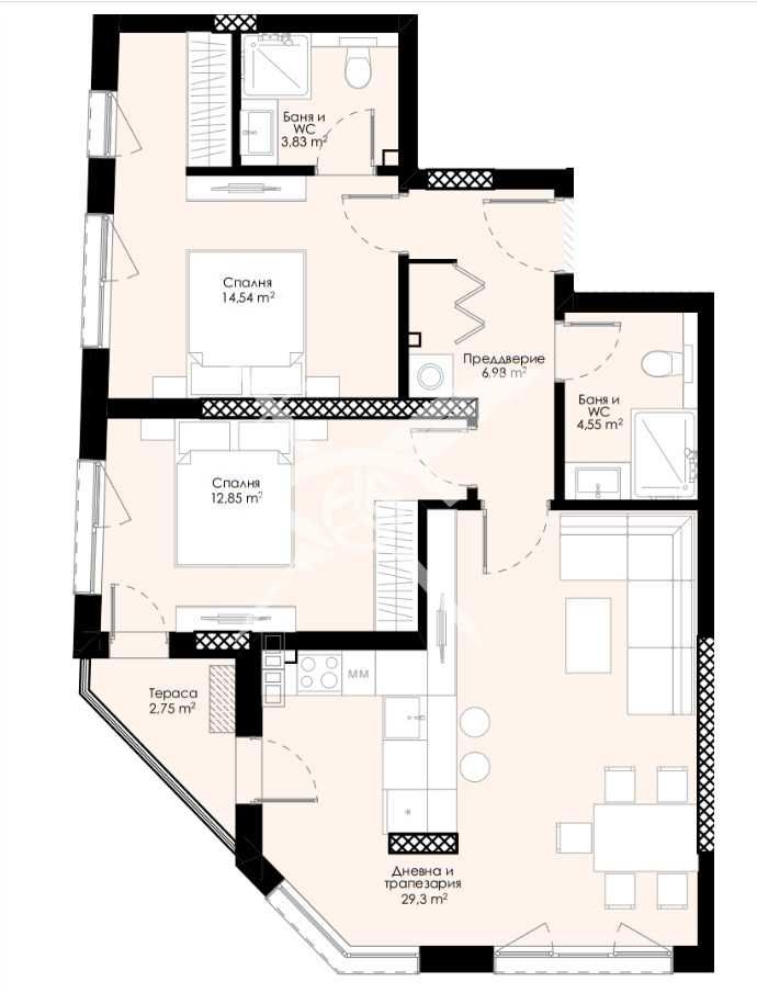 Тристаен апартамент в Пловдив, Христо Смирненски - 104 кв.м за 1202 €/кв.м - Снимка #1