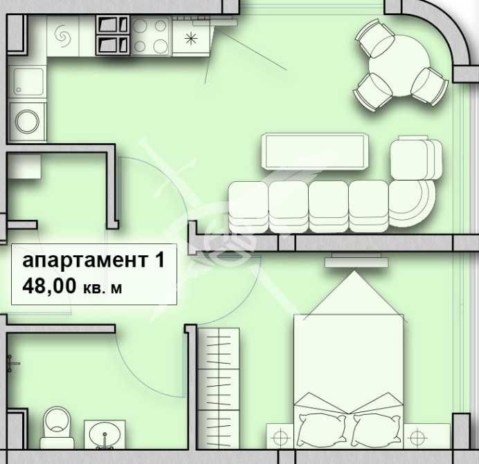 Едностаен апартамент в Созопол - 48 кв.м за 1167 €/кв.м - Снимка #1