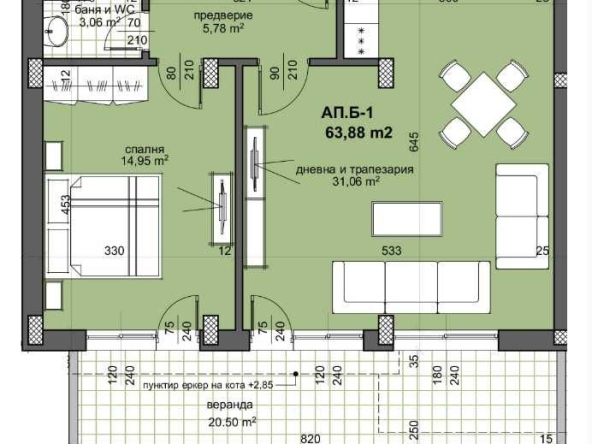 Двустаен апартамент в Пловдив, Остромила - 74 кв.м за 787 €/кв.м - Снимка #1